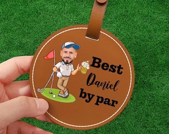 Engraved Leather Golf Bag Tag with Golf Tees, Personalized Golf Tee Holder, Custom Golf Accessories, Golf Gift For Men