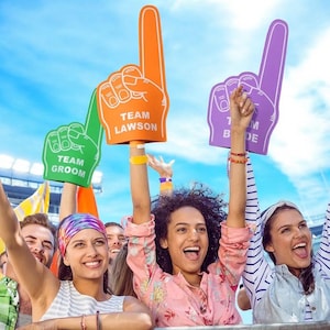 Giant Game Day Foam Finger with Custom Printed Message, Game Day Event, Custom Foam Finger, Wedding Party Gift, Bachelor Party Little League