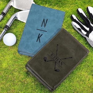 Leather Golf Scorecard Holder, Personalized Golf Scorecard, Christmas Gift, Golf Gift for Dad Yardage Book Cover Personalized Groomsmen Gift