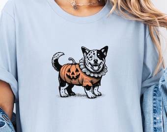 Camiseta de calabaza Blue Heeler / Linda camiseta para amantes de los perros / Camisa de moda de otoño / Regalo para dueños de mascotas / Ropa de Halloween y otoño