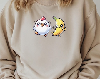 Sudadera con canción Chicken Banana, suéter con memes de TikTok, un regalo ideal para cualquiera, suéter con gráficos divertidos, ropa extragrande con estampado de animales.