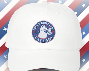Gorra clásica bordada con la frase Proud Childless Cat Lady, para mujer, regalo divertido para amantes de los gatos, gorra de béisbol única