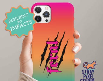 Fundas resistentes para teléfono, marcas de garras salvajes, fondo colorido, fundas protectoras para teléfono, accesorios resistentes para teléfono, protectores únicos para teléfono