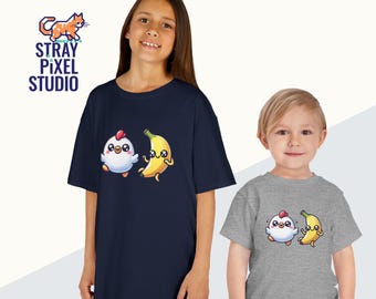 Camiseta viral del baile del pollo y el plátano, canción de moda en TikTok, tallas para niños pequeños y adultos.