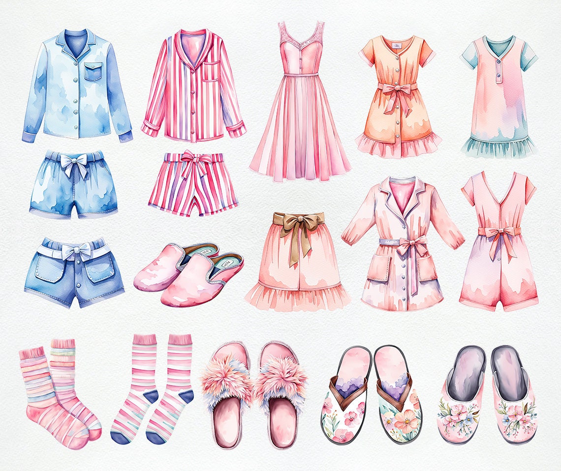 Watercolor Pajama Party, Slumber Party Clipart, Pajama Clipart ...