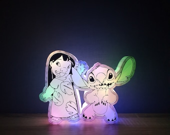 Lilo en Stitch nachtlampje, 3D kindernachtlampje, decoratief idee, babynachtlampje, kindercadeau, verjaardagscadeau, geboortecadeau, doop.
