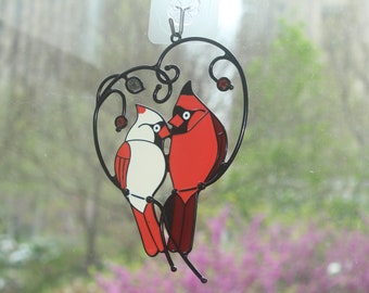 Love Memorial Cardinal Suncatcher Colour Box Alloy Art Pendant Window Decoration Colourful Cardinal Gift