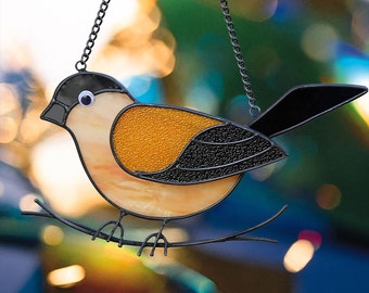 Cute Sparrow Light Catcher, Stained Glass Design, Handmade Gift for Her