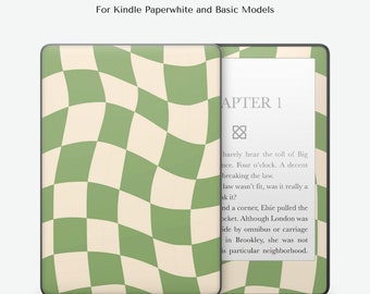 KINDLE SKIN DECAL for decalgirl.com, Digital Instant Download, Kindle Paperwhite Skin, Kindle Basic Skin, Green Checkered, Retro, Y2k