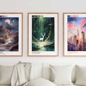 ACOTAR by Sarah J Maas- set of 3 instant digital download watercolor art prints, Crescent City, Throne of Glass Printable Wall Art, Booktok