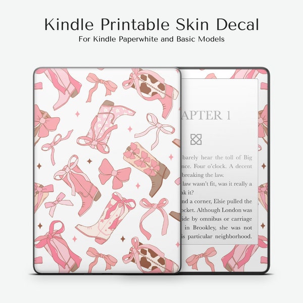 KINDLE SKIN DECAL for decalgirl.com, Digital Instant Download, Kindle Paperwhite Skin, Kindle Basic Skin, Coquette Pink Cowgirl, Kindle Case