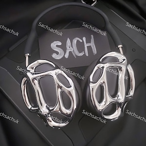 Water Airpods Max covers, headphone attachments, apple headphone covers cyberpunk 3d printing, glossy silver