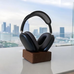 Personalized Walnut Wood AirPods Max Stand: Deep Sleep Charging Dock