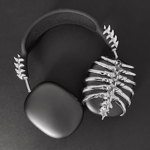 Spine airpods max covers 3D printing, glossy silver, apple headphones cases, headphone attachments, cyberpunk goth, &quot;spine attachment only&quot;