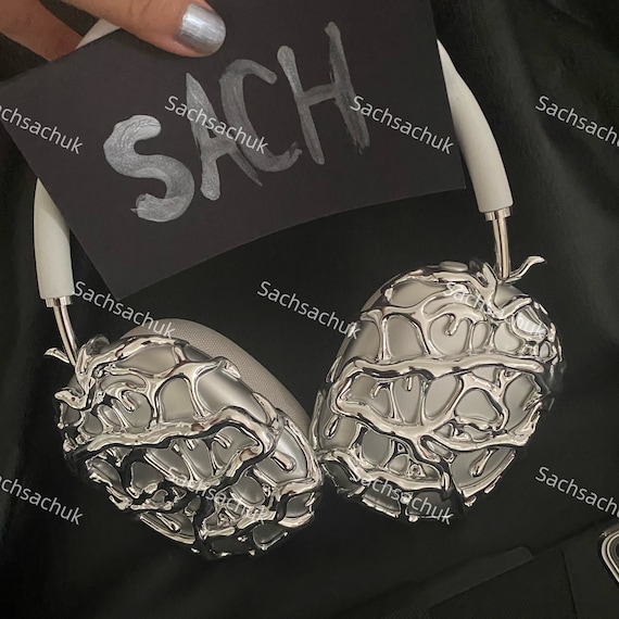 Vein Airpods Max covers glossy silver, apple headphone cases, Airpods Max attachments cyberpunk goth