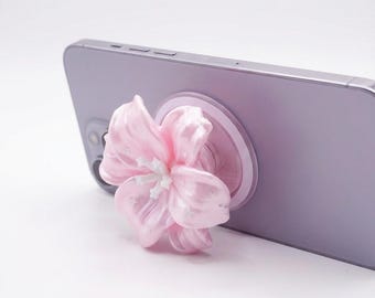 MagSafe Sakura Flower Phone Grip, Starry Cherry Blossom Holder, 3D Printed Cute Phone Accessory, Pastel Aesthetic Stand