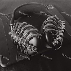 Spine airpods max covers 3D printing, glossy black, apple headphones cases, headphone attachments, cyberpunk goth,&quot;spine attachment only&quot;