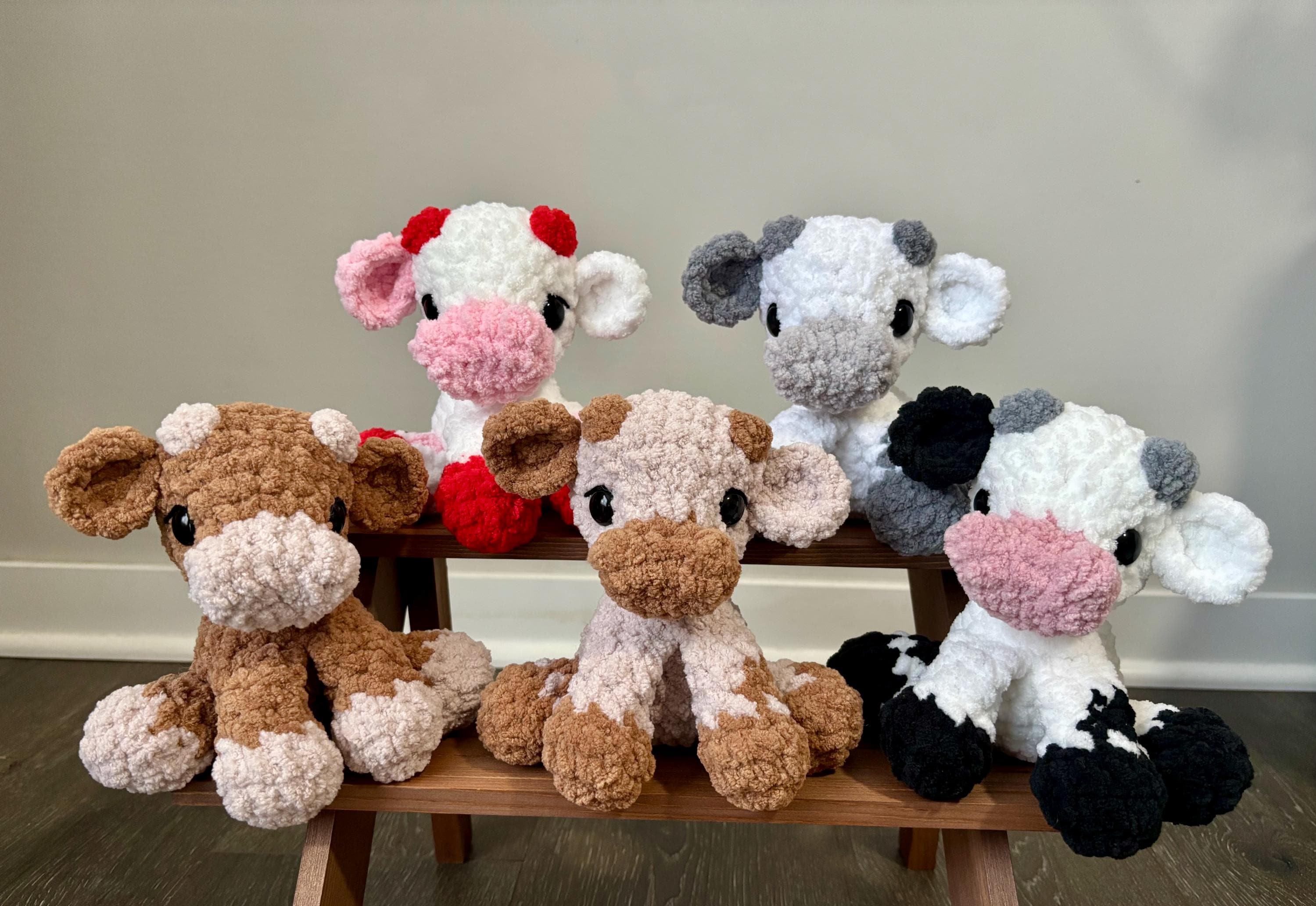 Small Crochet Baby Cow, handmade crochet calf, small sitting cow, desk decor, cow lover gift, cow stuffed animal