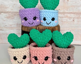 Mini fidget crochet heart plants in a pot, Plant lover gift, Desk decor, Hoya kerrii, Popping desk pal