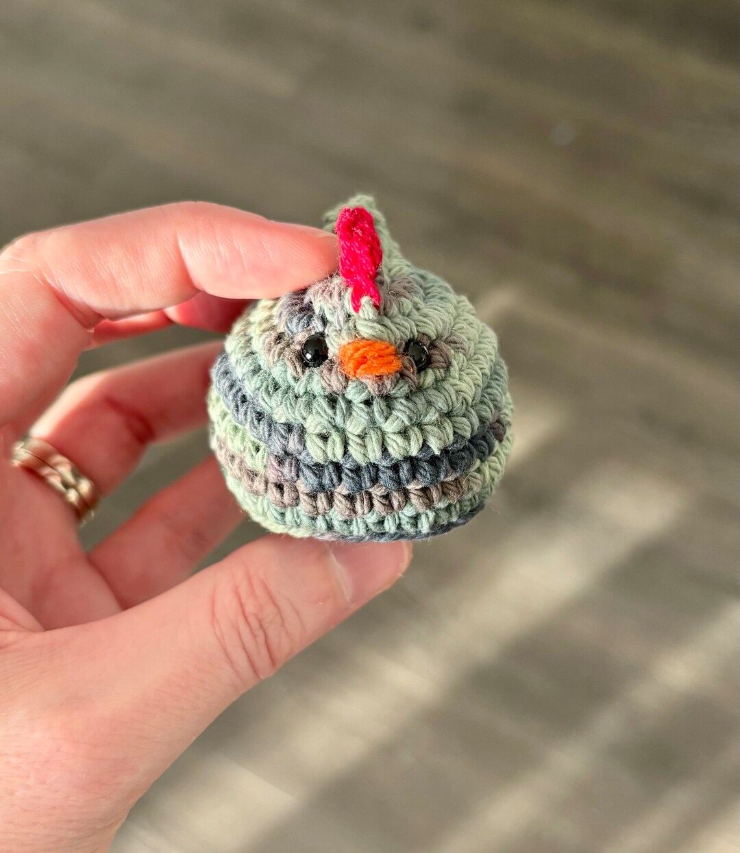 Limited Edition Mini Crochet Chickens, Dashboard and Desk Buddy, Camo
