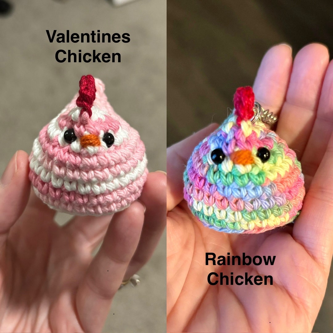 Limited Edition Mini Crochet Chickens, Keychain, Rainbow Chicken