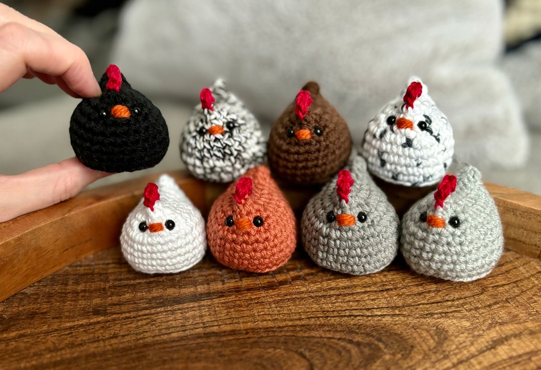 Mini Crochet Chicken, Chicken Keychain, Small Crochet Chicken, Chicken