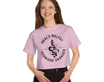 Dramione Elegance: Snake and Roses Cropped T-Shirt
