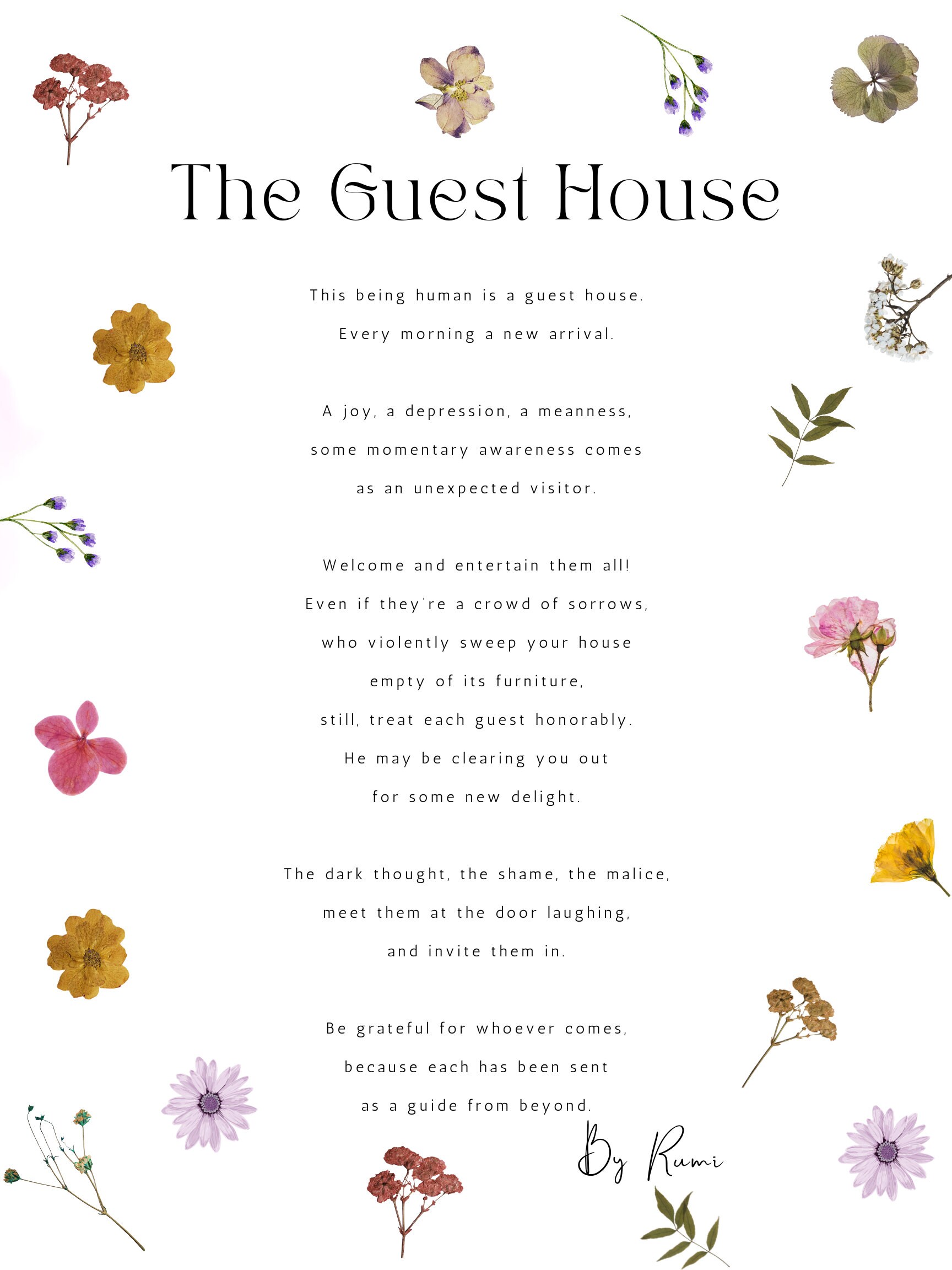 The Guest House by Rumi Instant Download. - Etsy