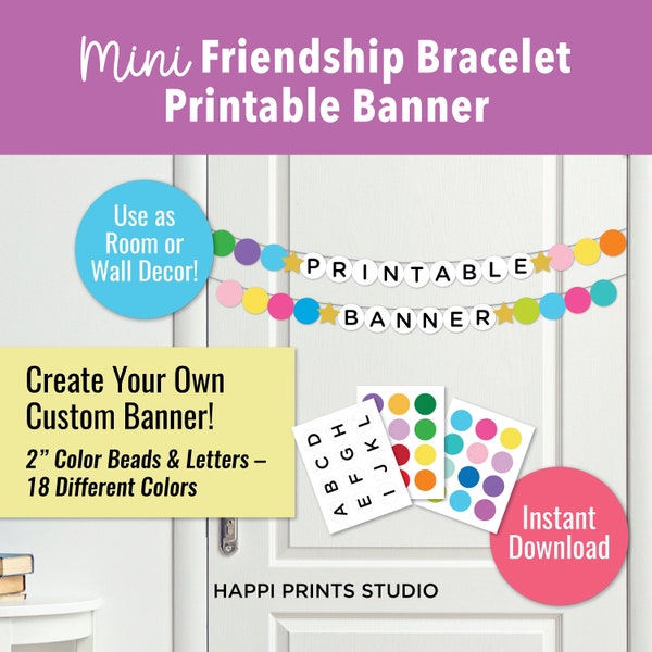 Customizable Friendship Bracelet Banner, Small Friendship Bracelet Garland, Birthday Banner, Classroom Door Decor, Tween Girl Room Decor