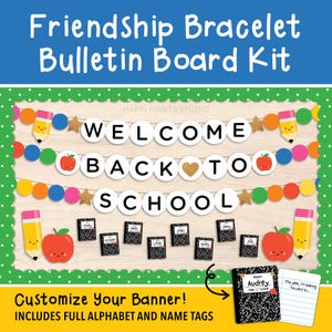 Friendship Bracelet Bulletin Board Kit, Welcome Back to School Bulletin Board Printable, Composition Book Bracelet Classroom Decor Board