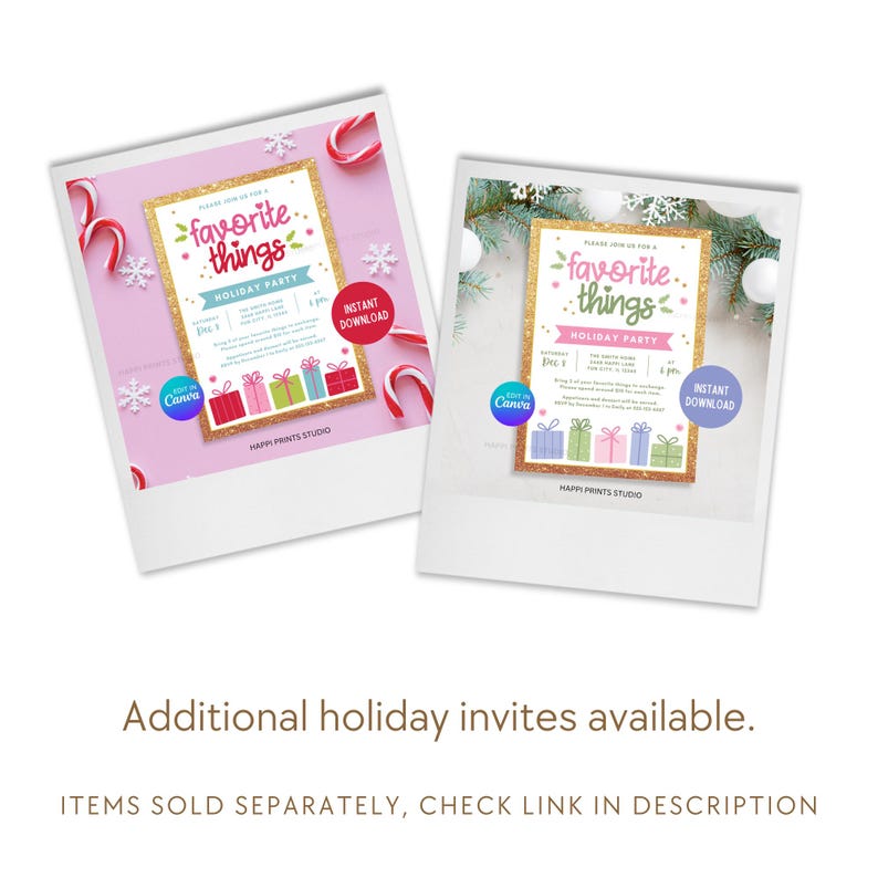 Pastel Favorite Things Printable Gift Tag, Holiday Party Favor Tag ...