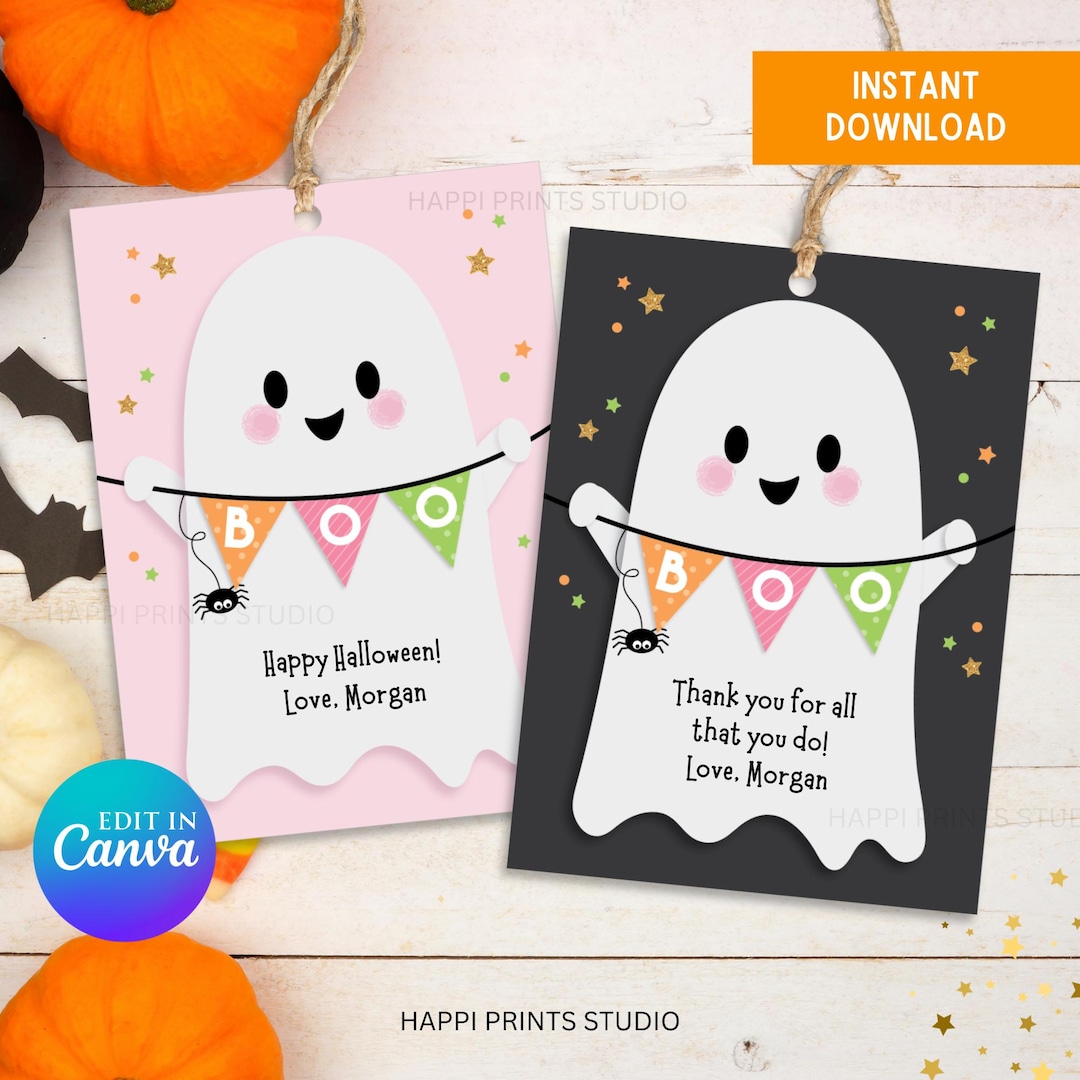 Pink Boo Basket Banner Tag, Thank You for All That You Boo Ghost Tag ...