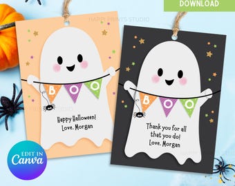Orange Boo Korb Banner Tag, danke für alles, was du Boo Ghost Tag, Lehrer Halloween Dankeschön Tag, bearbeitbare Halloween Leckerei druckbar