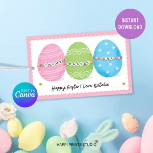 Printable In My Easter Era Friendship Bracelet Gift Tag, Happy Easter Printable Basket Tag, Easter Favor Tag, Custom Eras Easter Basket Tag