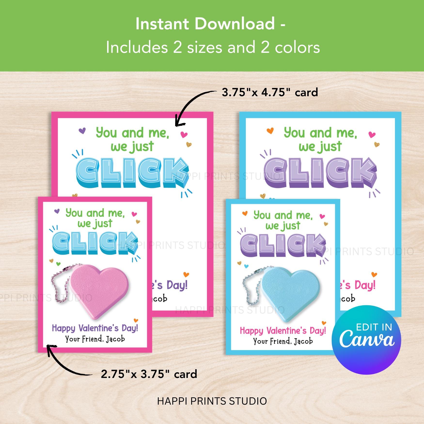 3D Printed Fidget Clicker Toy Printable Card, Clicking Fidget Valentine ...
