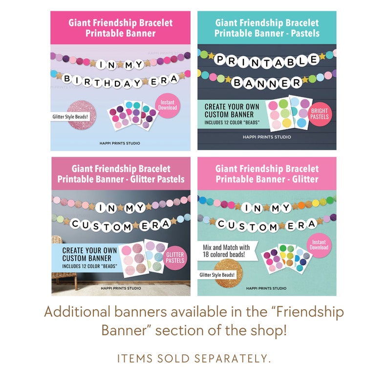 In My Birthday Era Banner Printable, Giant Friendship Bracelet Garland, In My Eras Custom Banner, Friendship Bracelet Birthday Party Decor image 7