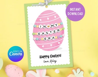 Friendship Bracelet Easter Basket Gift Tag, In My Easter Era Basket Tag, Printable Easter Gift Tag, Personalized Easter Favor Tag, Eras Tag