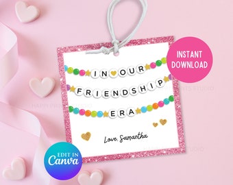 In Our Friendship Era Friendship Bracelet Gift Tag Printable, Friendship Era Valentine Card Tag, Friendship Bracelet Exchange Favor Tag