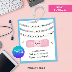 In Our CNA Appreciation Era Gift Tag, Printable Certified Nurse Assistant Week Gift Tag, In Our Nurse Era Friendship Bracelet CNA Week Tag
