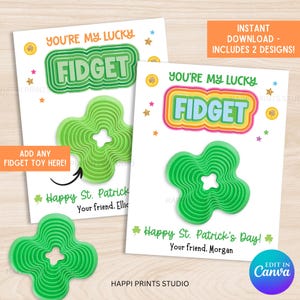 Vierblättriges Kleeblatt, 3D gedruckt St. Patricks Day Spielzeug Gunst Karte, geschichtete Spielzeug Fidget Halter Karte (digitaler Download)