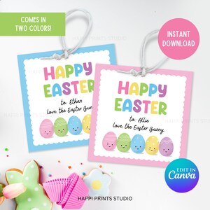 Easter Basket Gift Tag Printable, Personalized Kid Easter Basket Tag, Printable Easter Favor Tag, Custom Easter Basket Gift Tag for Kids