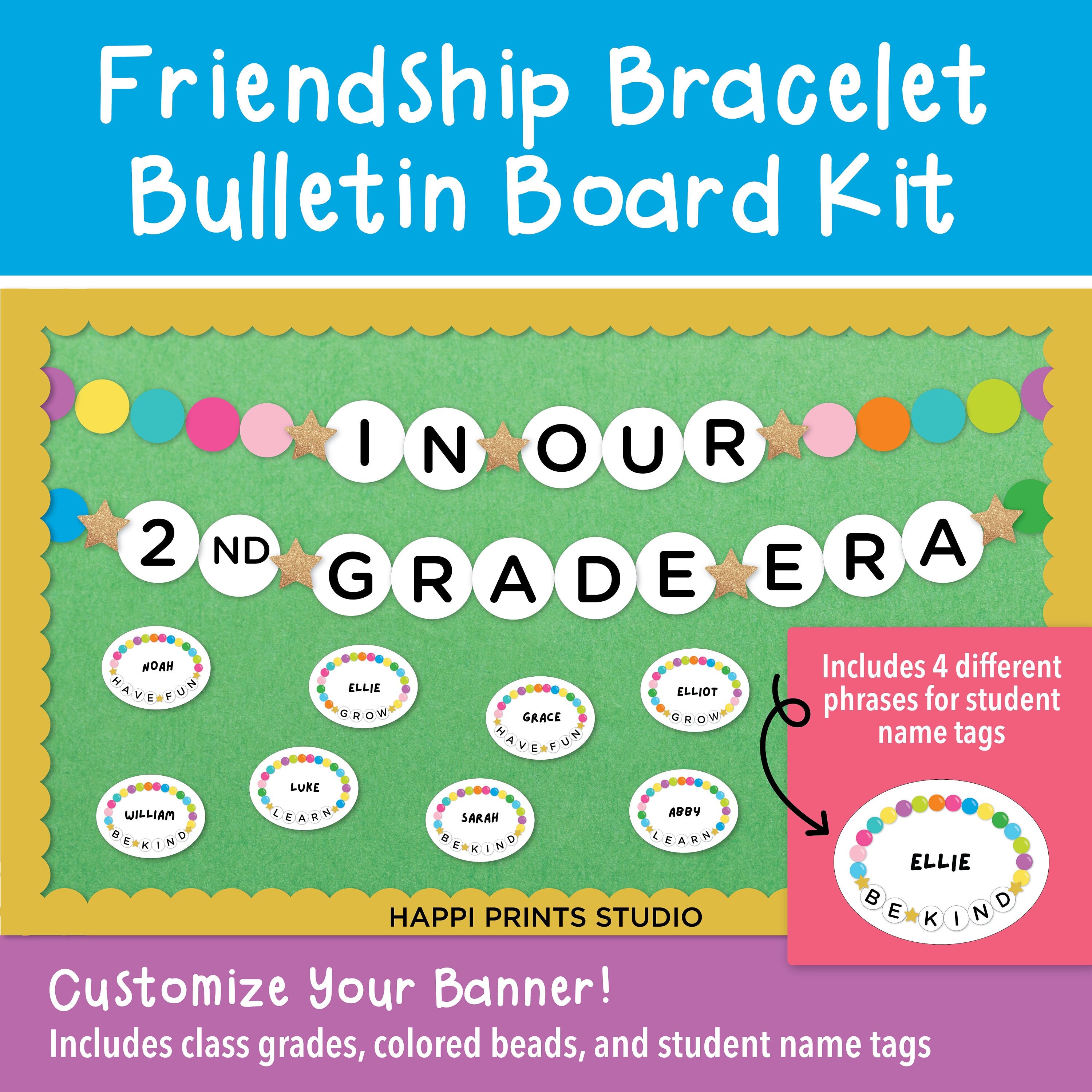 In Our Grade Era Printable Bulletin Board, Friendship Bracelet Bulletin Board Kit, Friendship Bracelet Classroom Decor Kit Board Decor