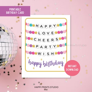 Biglietto di auguri di compleanno con braccialetto dell'amicizia stampabile, biglietto di auguri di compleanno con braccialetto dell'amicizia di buon compleanno per lei, biglietto di auguri di buon compleanno stampabile per un amico