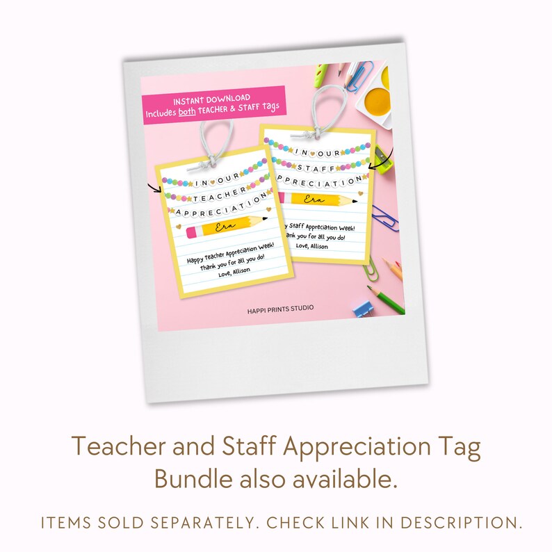 In Our Teacher Appreciation Era Gift Tag, Editable Friendship Bracelet Teacher Appreciation Week Tag, Teacher Thank You Printable Tag image 7