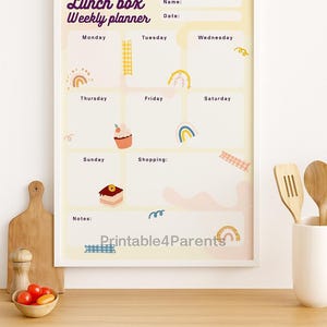Digital&printable kids Lunch Box Meal Planner