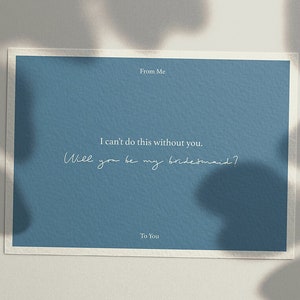 Brautjungfer Vorschlag Karte | Hochzeitskarte | Willst du meine Brautjungfer sein | Elegant | Schlicht | Edel