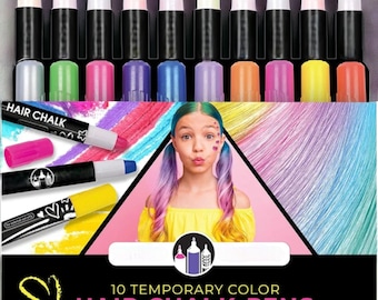 10-Piece Easy-to-Use Temporary Hair Chalk Colors for Girls' Playtime Magic, Brown Shades - Creative Fun Unleashed