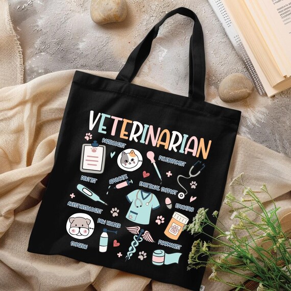 Veterinarian Tote Bag, Gift For Veterinarian, Veterinary Tech Tote Bag, Future Vet Assistant Gift, Pet Lover Tote Bag, Vet Receptionist Bag