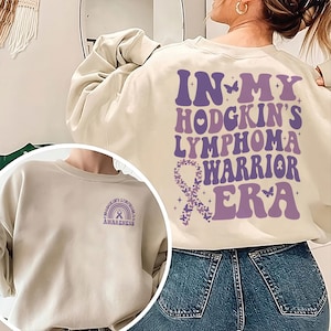 In My Hodgkin&#39;s Lymphoma Warrior Era Sweatshirt, Hodgkin&#39;s Lymphoma Awareness Shirt, Hodgkin&#39;s Disease Warrior Gift, Purple Ribbon Shirt