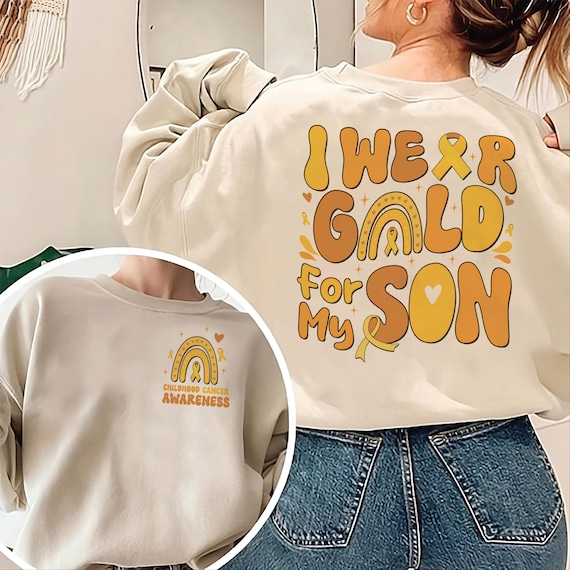 I Wear Gold Sweatshirt, Childhood Cancer Awareness Sweatshirt, Gold Ribbon Shirt, Awareness Ribbon Shirt, Cancer Warrior Shirt